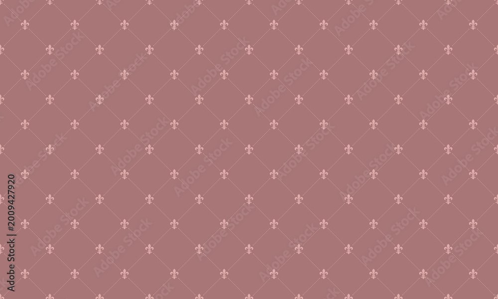 Fototapeta premium Elegant blush pink fleurdelis pattern on a dusty rose background. Perfect for wedding invitations, branding, or luxurious textile designs.