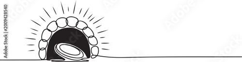 Photos The Lord's tomb, Christ is risen, hand drawn outline image on a white background