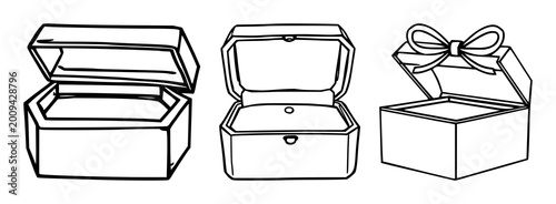 Fotografi Jewelry box set with minimalist line art design featuring jewelry, ornaments, ac
