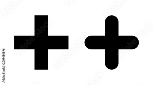 Plus Icon set vector. Add plus sign and symbol