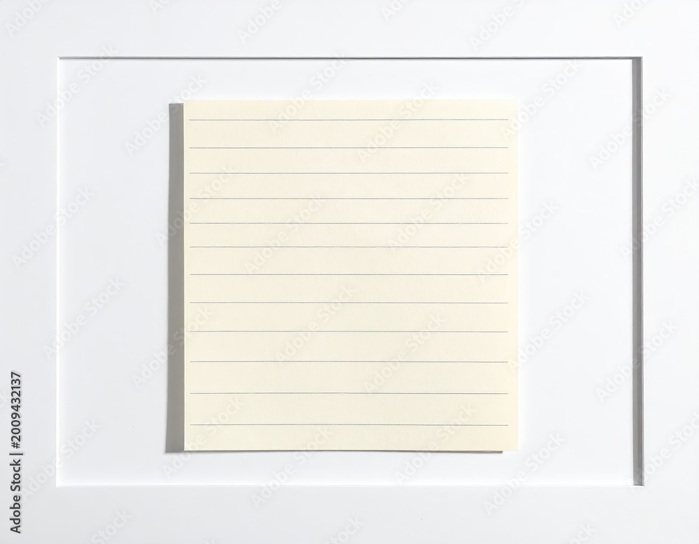 Obraz premium Framed blank ruled notepaper, minimal background, white mat
