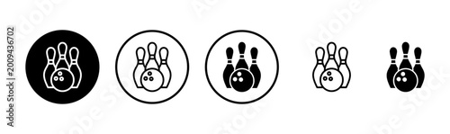 Schilderij op canvas Bowling icon logo design. bowling ball and pin sign and symbol.