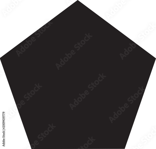Simple black pentagon shape icon with pentagon geometric geometry