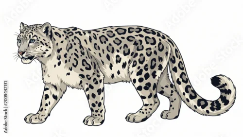 Fototapeta na wymiar Snow Leopard Wildlife Animal Vector Illustration