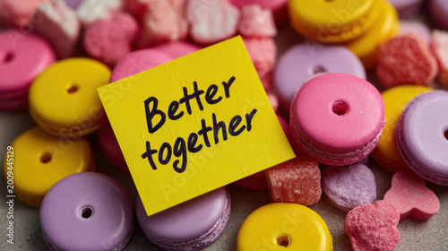 Colorful candies and sweet treats create delightful scene perfect for fun night with friends celebrating togetherness