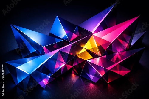 Colorful Geometric Shapes Neon Light Art Display
