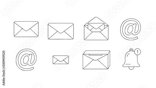 Email icons and symbols set.