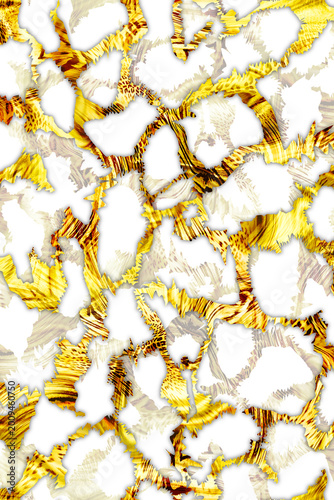 Abstract luxury gold foil texture with organic cracked shapes on white background