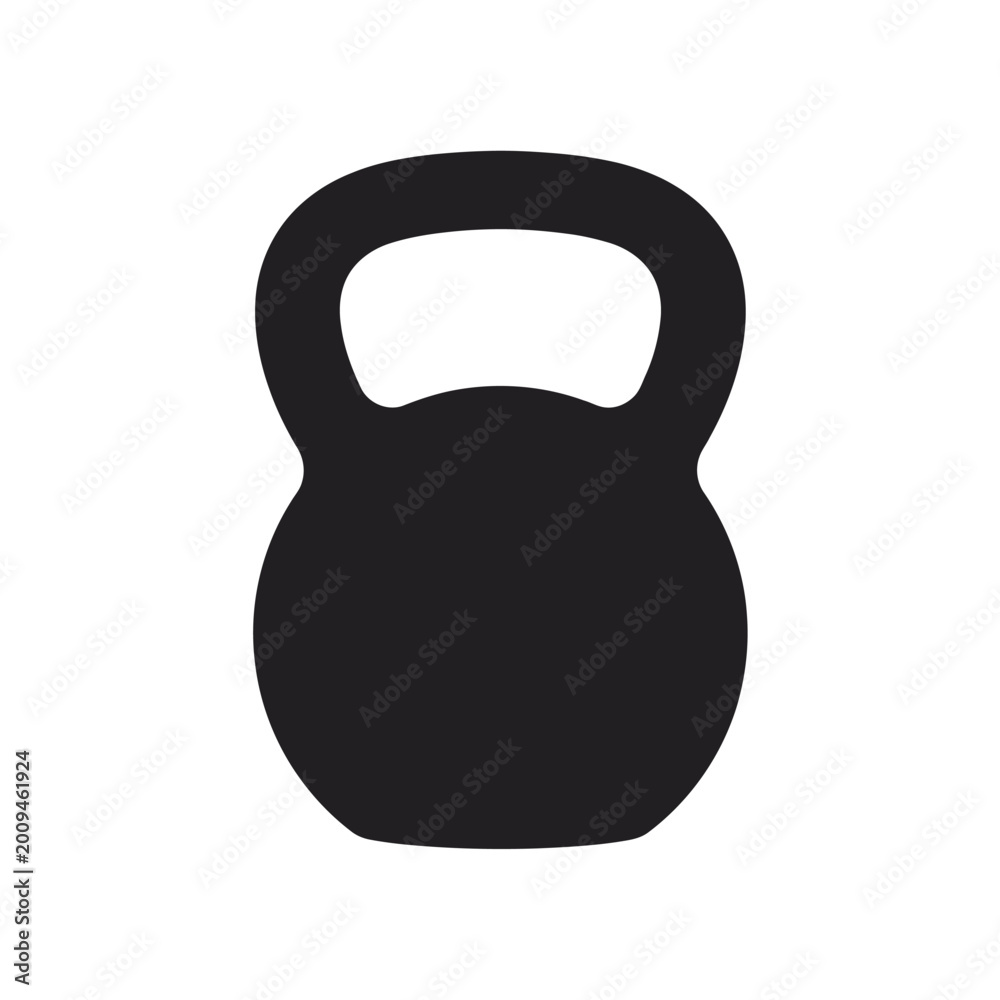 Fototapeta premium Minimalist Black Vector Silhouette of a Kettlebell on White Background