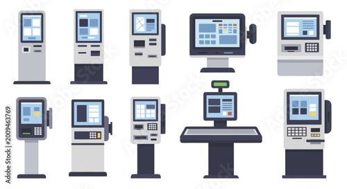 Tableau sur toile Collection of various self service kiosks and automated machines.