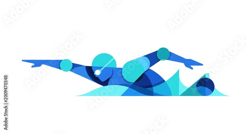 Canvastavla Abstract illustration of a swimmer performing the freestyle stroke