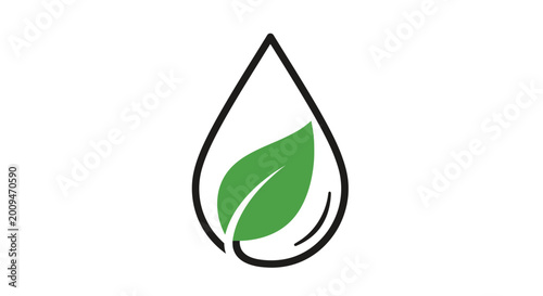 Foto Green leaf in water drop symbol.