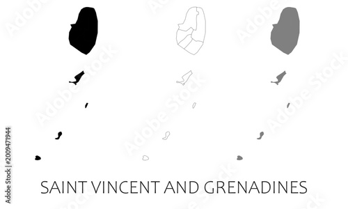 Saint Vincent and Grenadines map in high quality (black, white, grey)