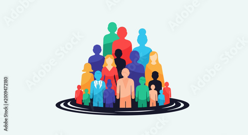 Schilderij op canvas Diverse group of people standing together.