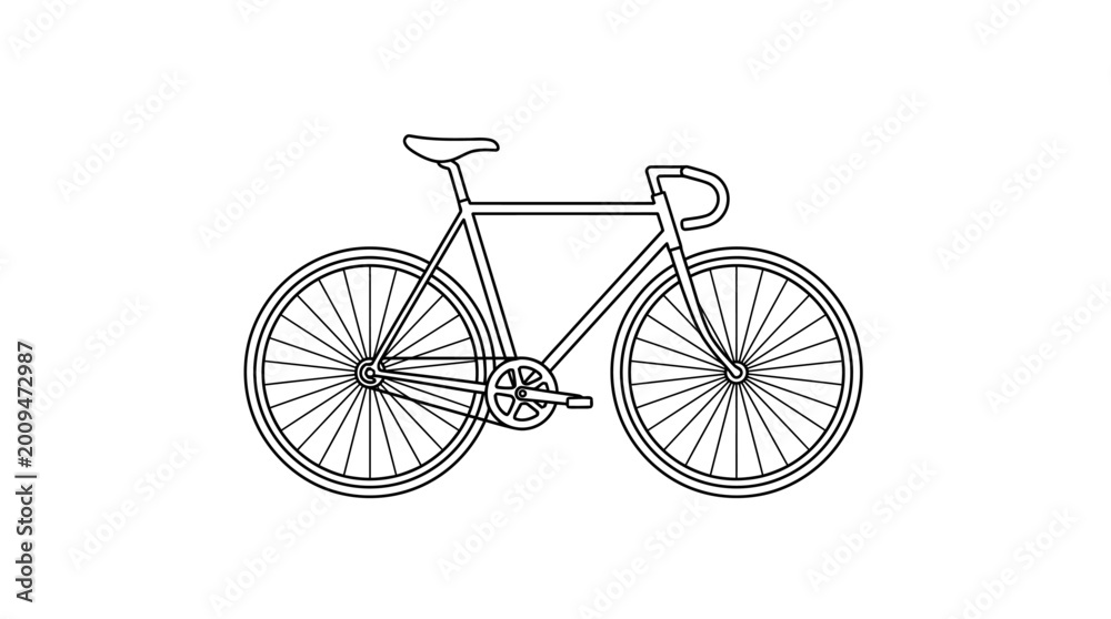 Fototapeta premium Minimal Bicycle Line Art Poster – Black White Clean Vector Design