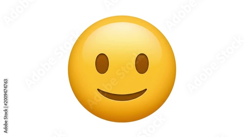 Yellow smiley face emoji animating from a smile to a joyful grin