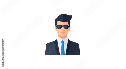Businessman in formal suit and sunglasses vector illustration