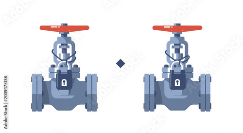 Locked Industrial Gate Valves Vector Illustration