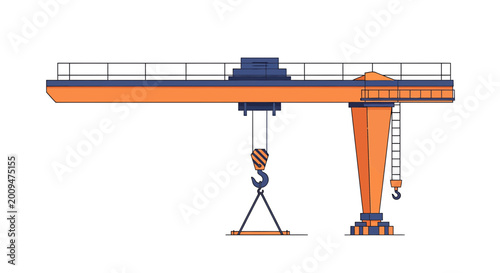 Industrial Overhead Gantry Crane Vector Illustration