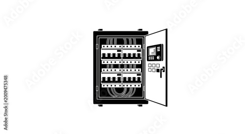 Industrial Electrical Control Panel and Circuit Breaker Box Vector