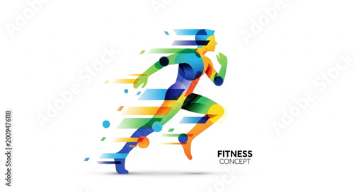 Abstract Runner Motion Graphic Fitness Concept.