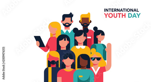 Diverse Youth Group Celebrating International Youth Day