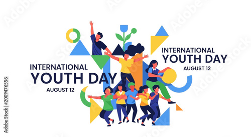 Cuadro en lienzo International Youth Day August 12: Diverse Group Celebrating