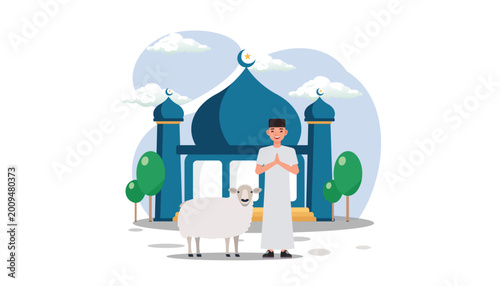 Foto Eid Al-Adha illustrated | honoring sacrifice through simplicity