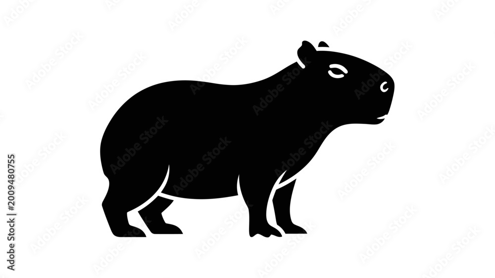 Obraz premium Capybara Silhouette Standing Profile View Animal.