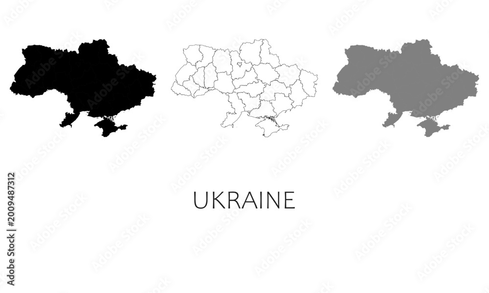 Fototapeta premium Ukraine map in high quality (black, white, grey)