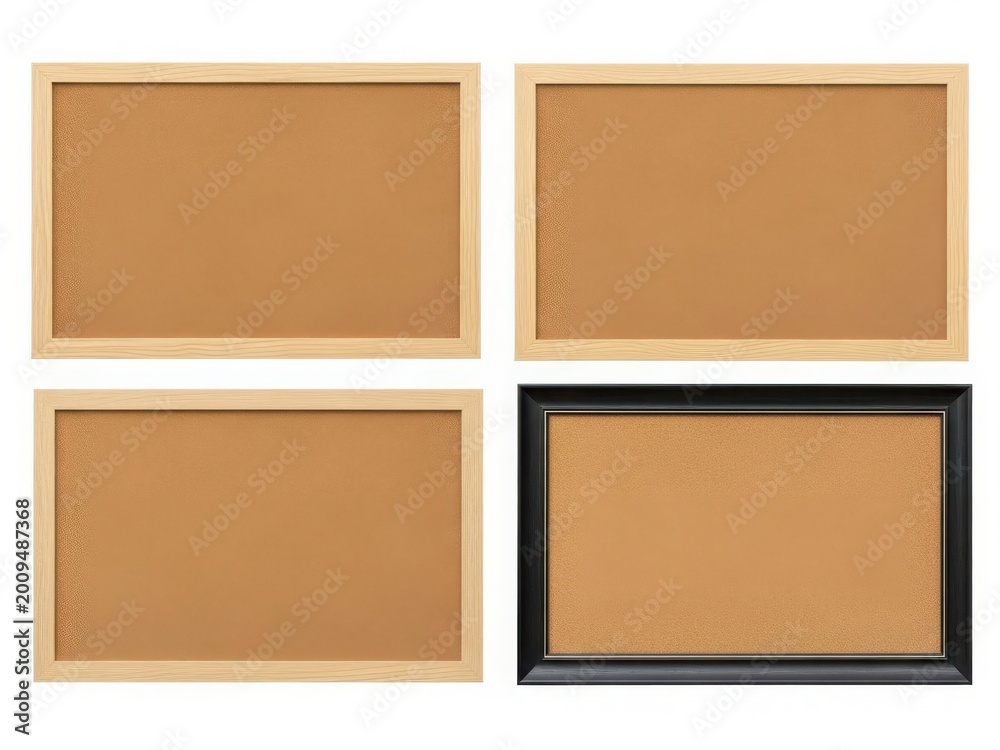 Fototapeta premium Four rectangular frames with different textures and borders on a white background
