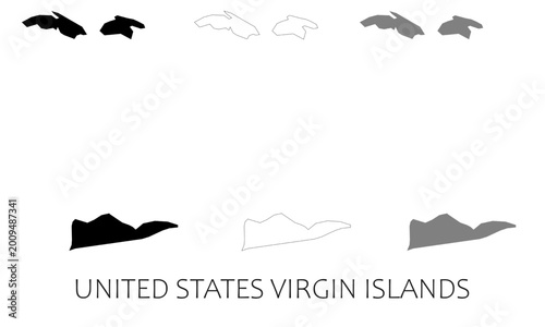 United States Virgin Islands map in high quality (black, white, grey)