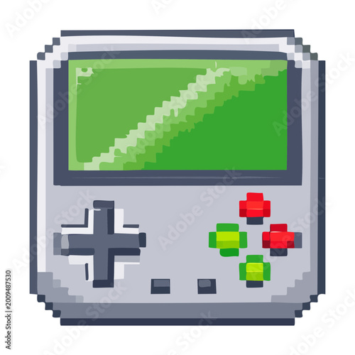 Fotografía Vintage handheld game console with green screen for retro gaming nostalgic toy e