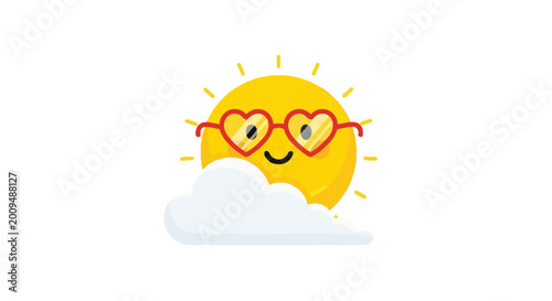 Tableau sur toile Smiling Sun Wearing Glasses.