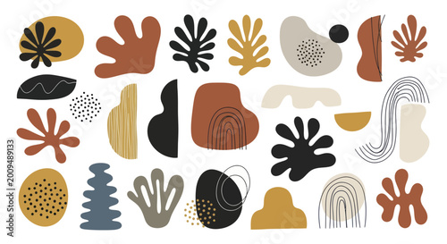Foto Abstract shapes and patterns in earthy tones.