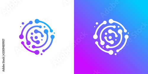 Bilde på lerret combination dual meaning circle and connection element, logo design technology m