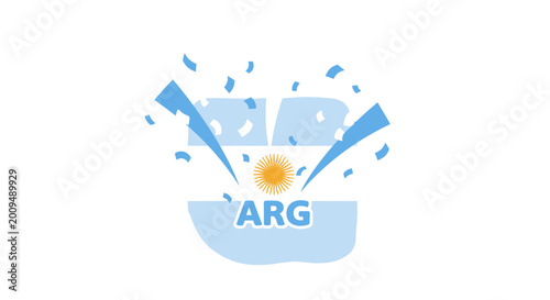 Argentina Flag Celebration Confetti Sun ARG
