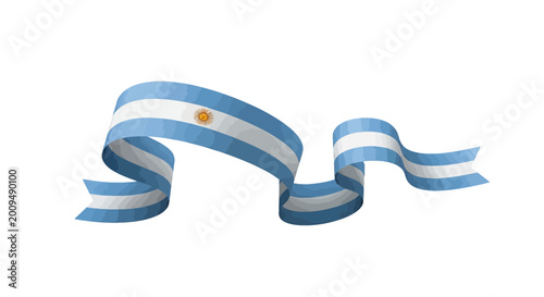 Argentina Flag Ribbon Waving, National Symbol, Patriotic Celebration, Isolated