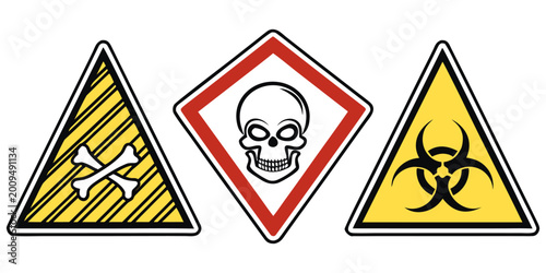Toxic Hazard Warning Symbols Icon Set
