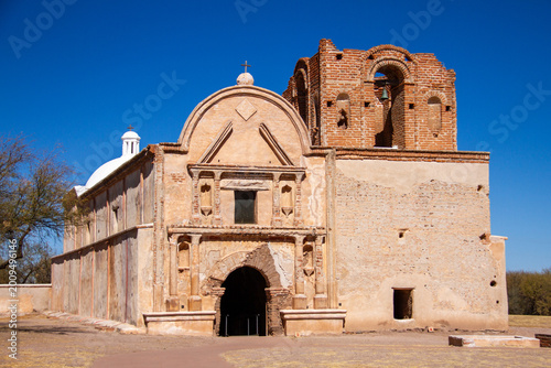 Historic Spanish Mission Church in the Arizona Desert