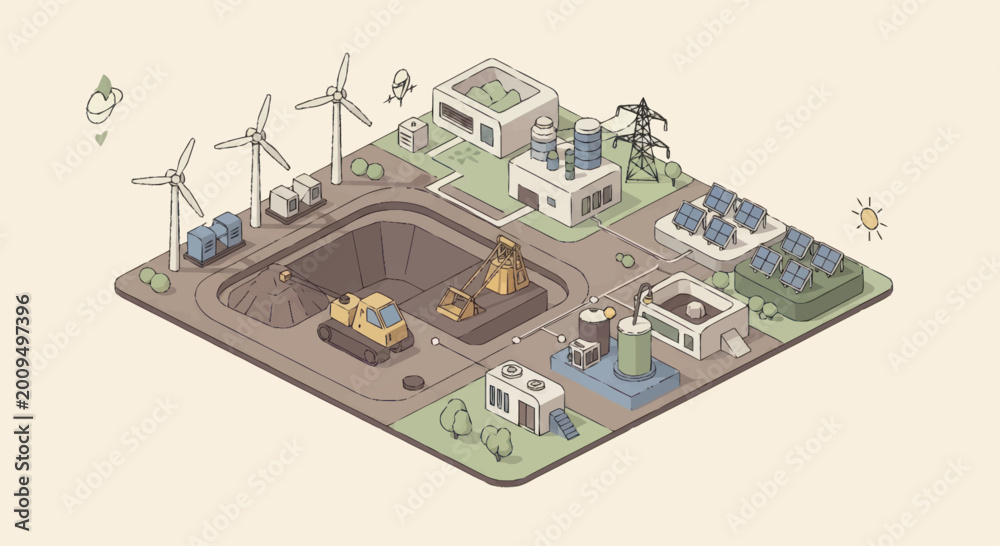 Obraz premium Sustainable Energy Production and Resource Management Complex.