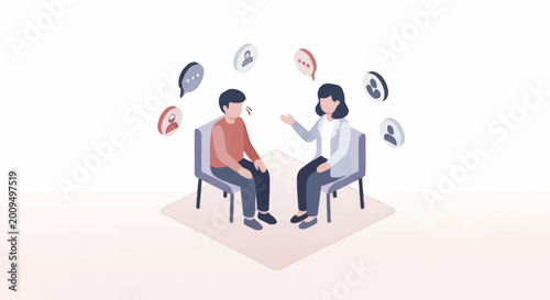 Tableau sur toile Two people engaged in a professional interview or counseling session