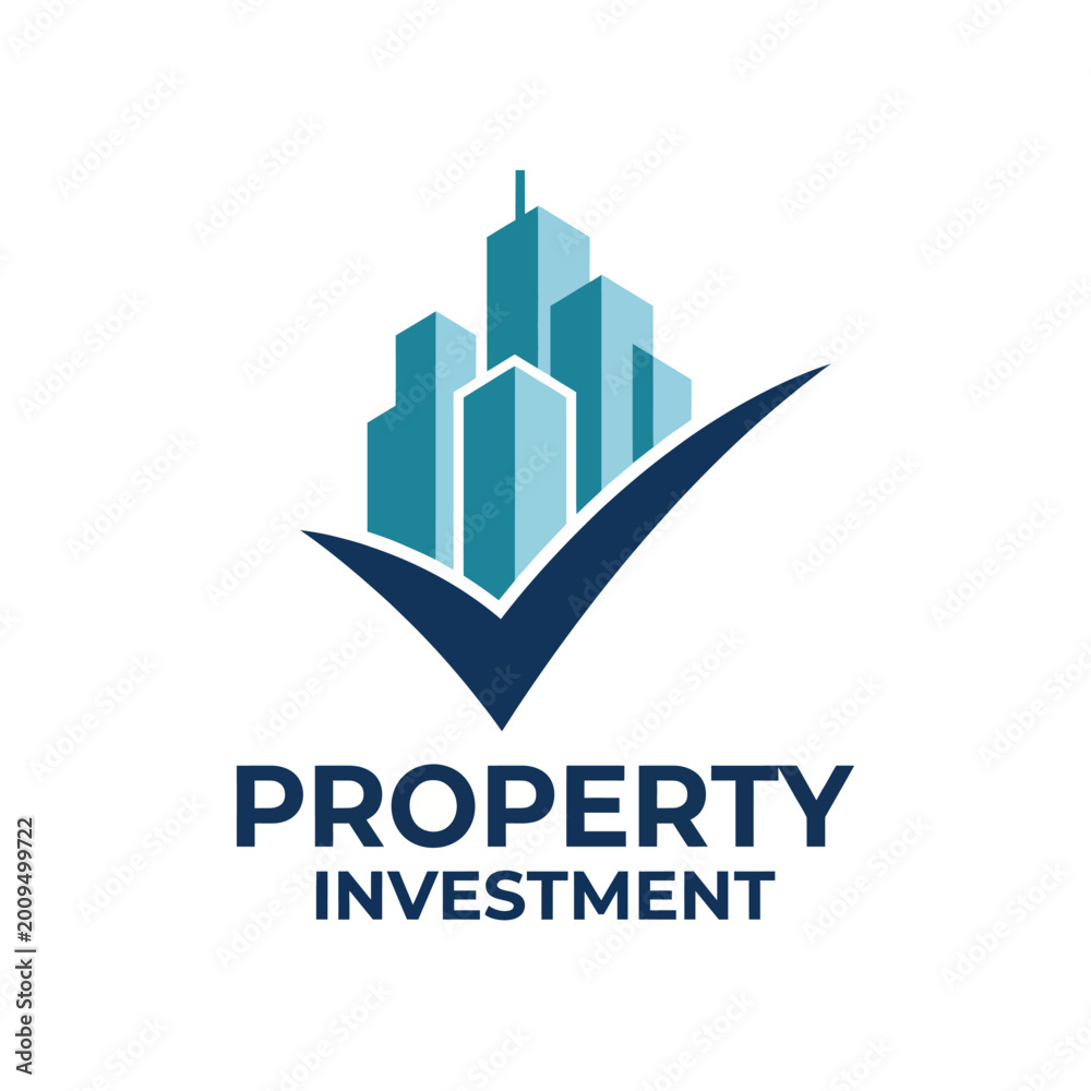 Obraz premium This image showcases a sleek logo design for a property investment company, incorporating urban skyline elements to convey growth, stability, and modern business strategies.