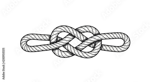 Fotografi Detailed Hand-Drawn Illustration of a Figure-Eight Knot on White Background