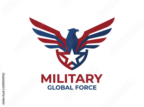 This logo visually represents strength and trust with an eagle and stars, ideal for a military or defense based organization seeking to convey a global presence and authority. Free Download This logo visually represents strength and trust with an eagle and stars, ideal for a military or defense based organization seeking to convey a global presence and authority. - GFXLoad
