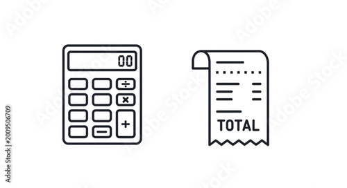 Obraz na plátně Calculator and Receipt Icon for Financial Calculations.