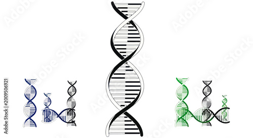 Foto DNA Helix with Musical Notes and Piano Keys