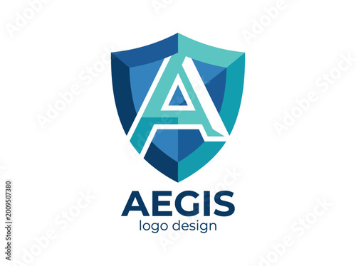 Foto The logo showcases a shield with a stylized 'A', representing security and protection, designed for companies focusing on safety, insurance, or personal security services