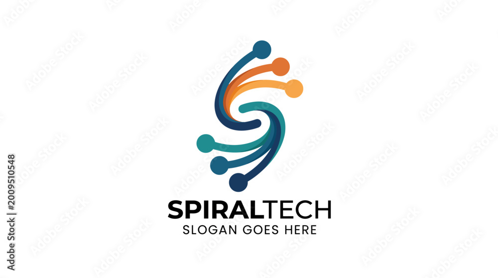 Naklejka premium Featuring swirling vibrant lines, this logo encapsulates modern technology and innovation, providing a dynamic representation of connectivity and advanced tech solutions.