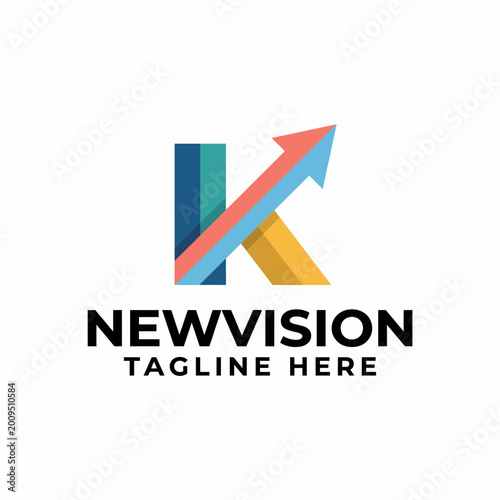 Free Download Featuring a bold and colorful letter K with an arrow, this logo represents new visions and forward-thinking ideas, perfect for innovative companies. - GFXLoad